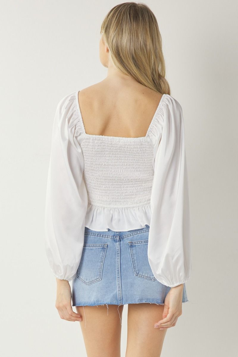 Chrissy Peplum Top (White)