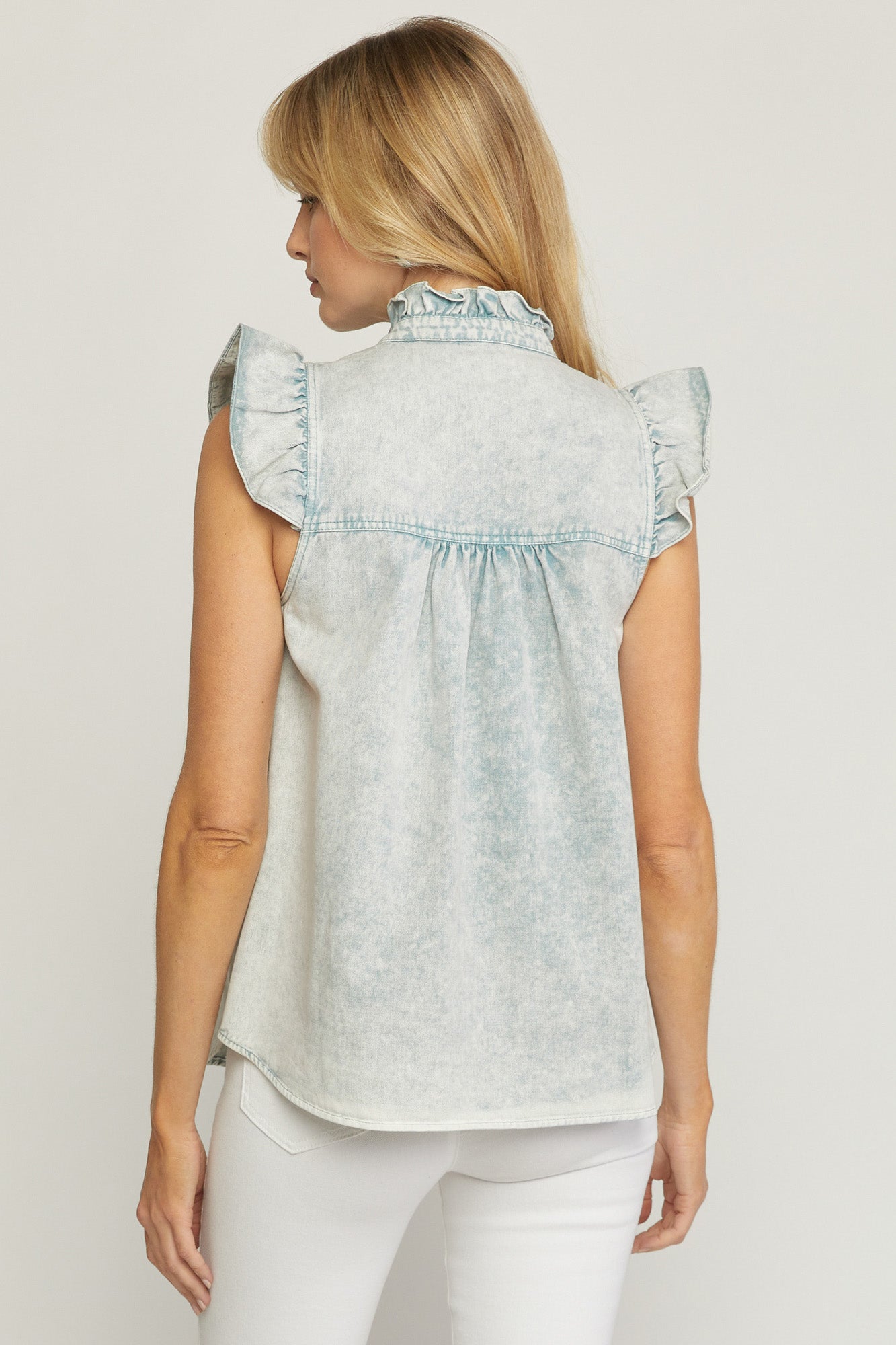 Dixie Denim Ruffle Top