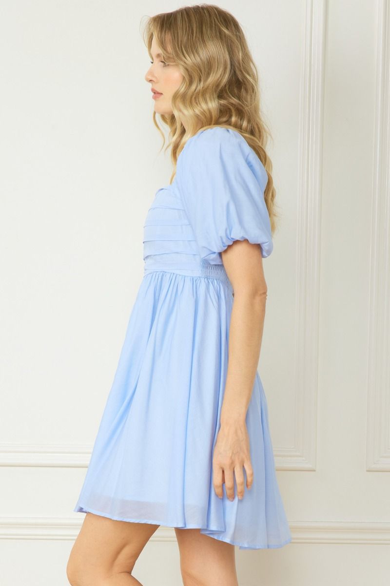 Zuri Bubble Sleeve Dress (Blue)