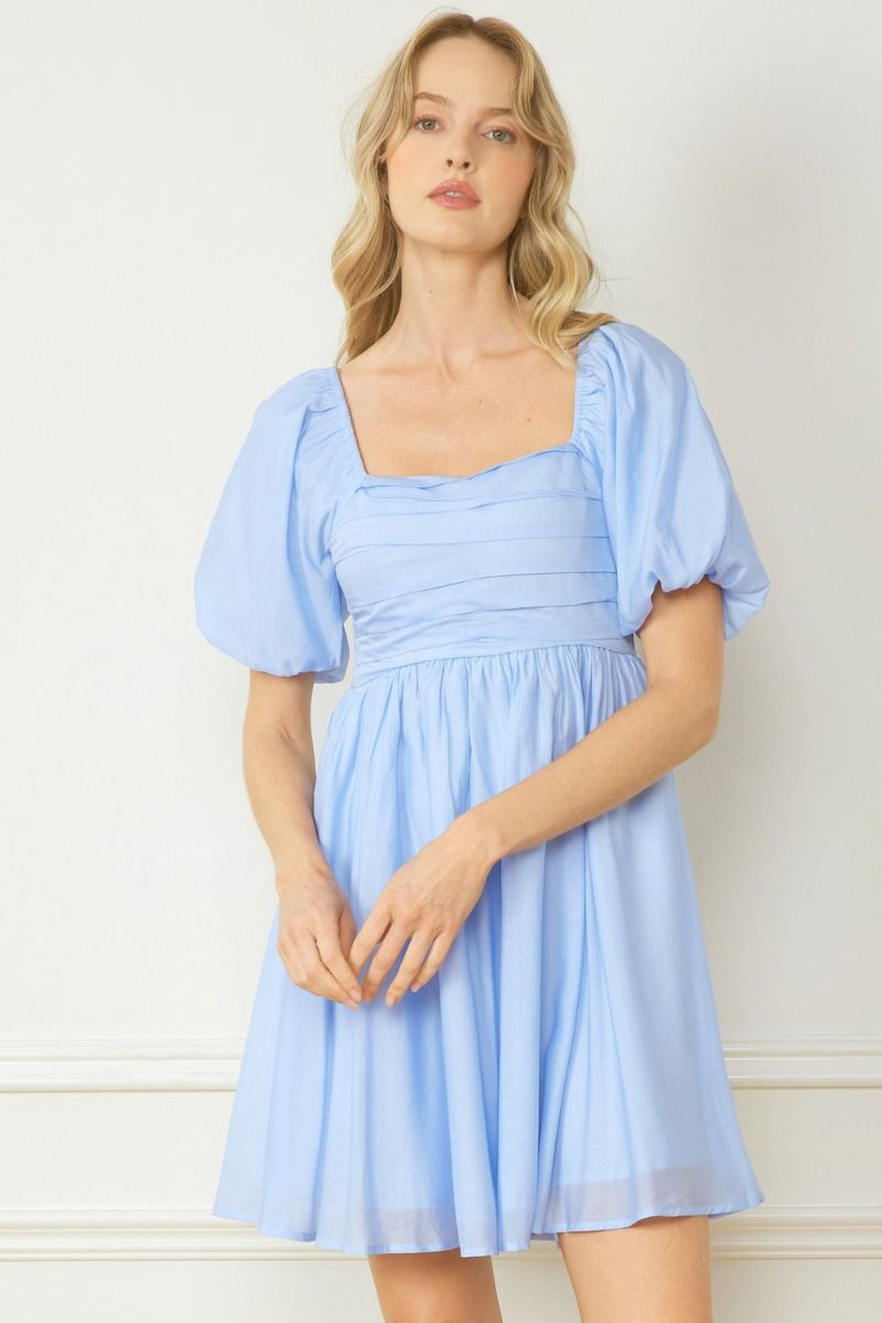 Zuri Bubble Sleeve Dress (Blue)