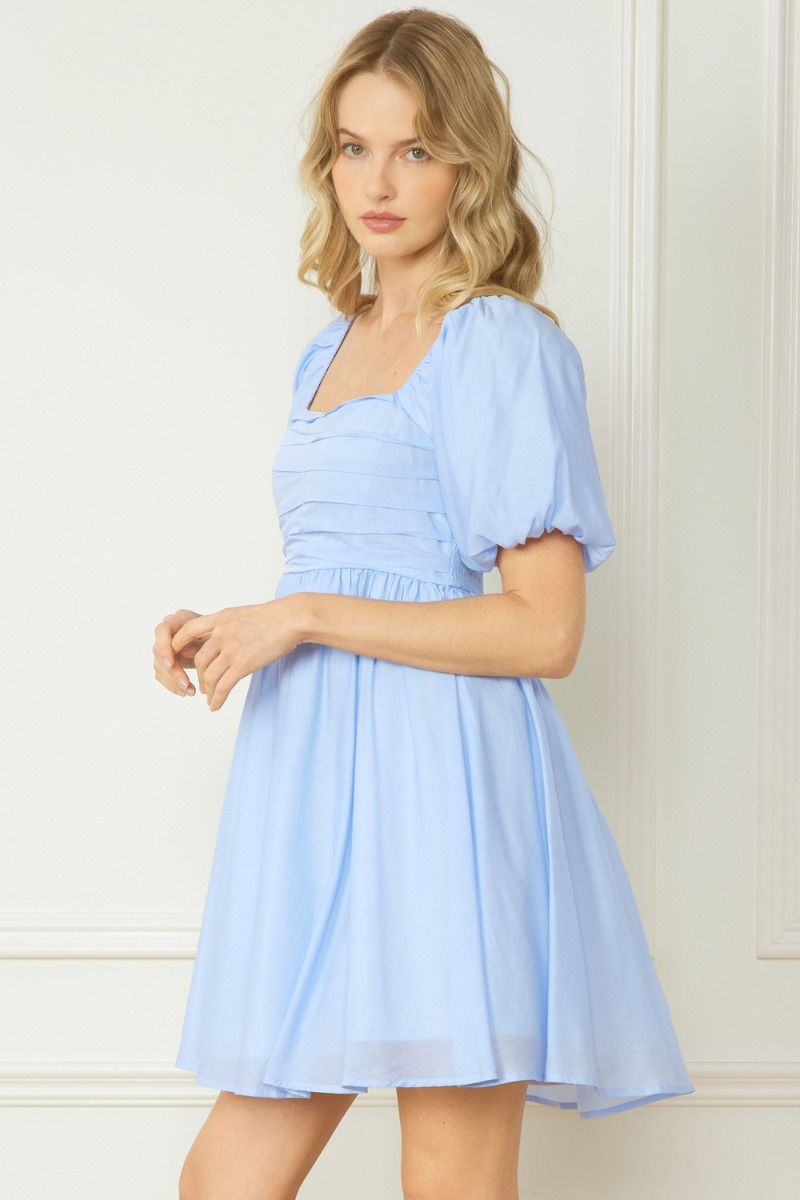 Zuri Bubble Sleeve Dress (Blue)
