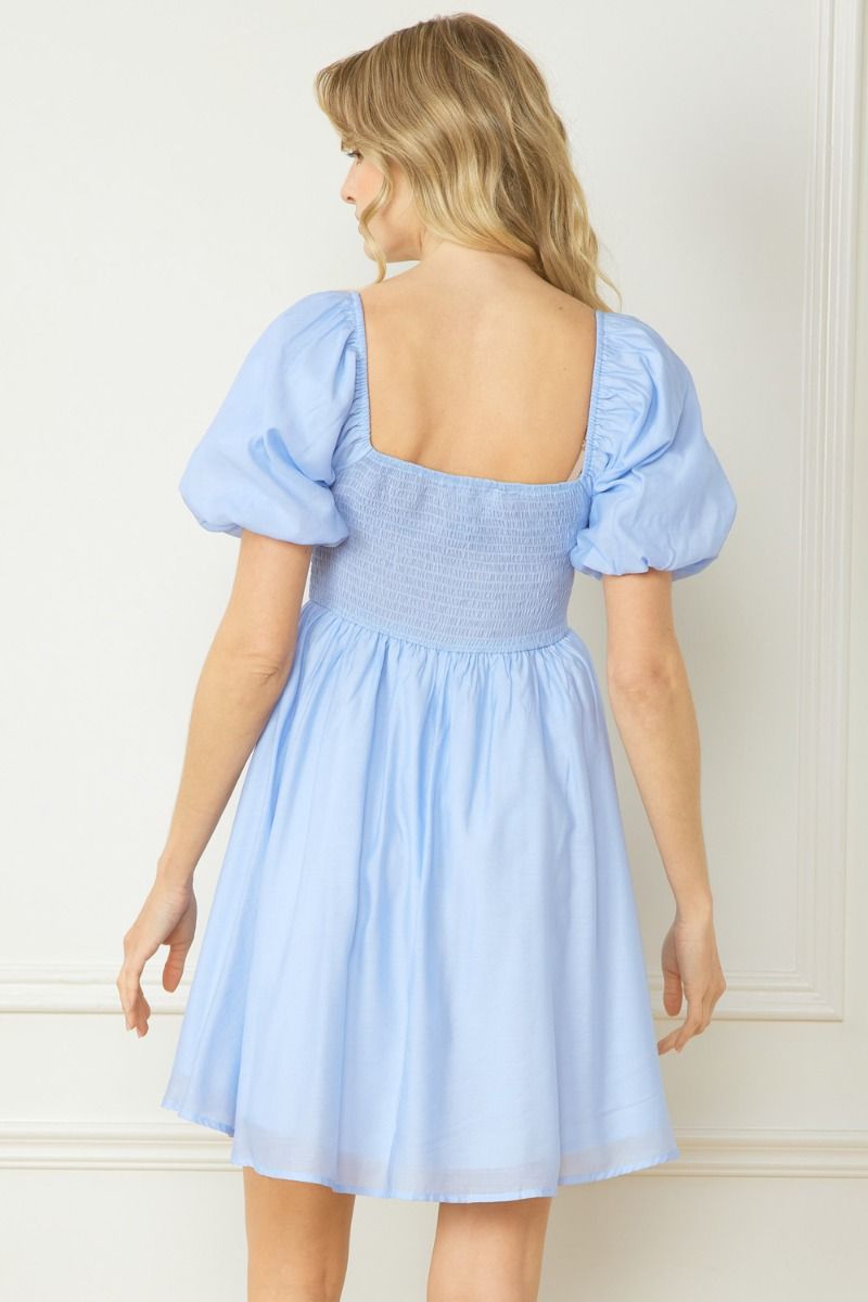 Zuri Bubble Sleeve Dress (Blue)