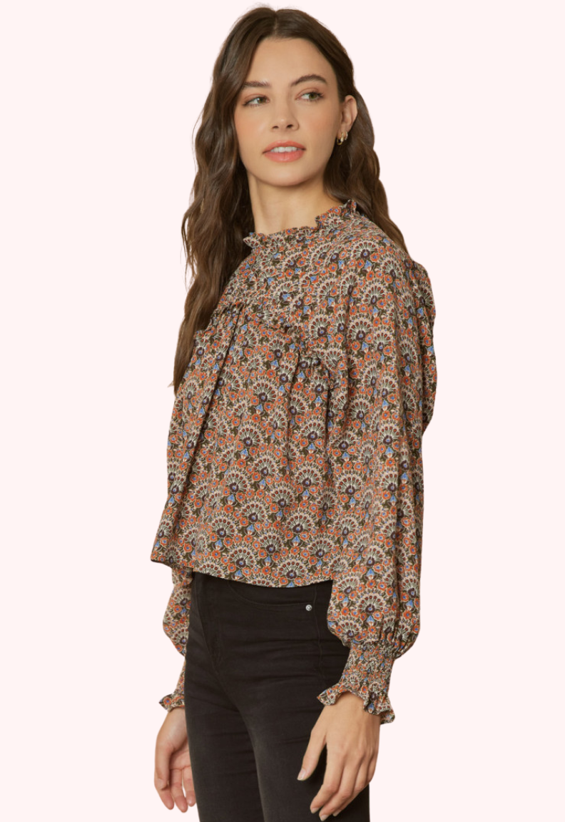 Helena Mock Neck Top (Rust)