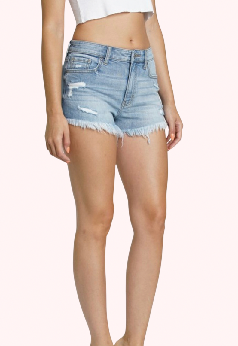 Lulu High Rise Jean Short - Favored Light