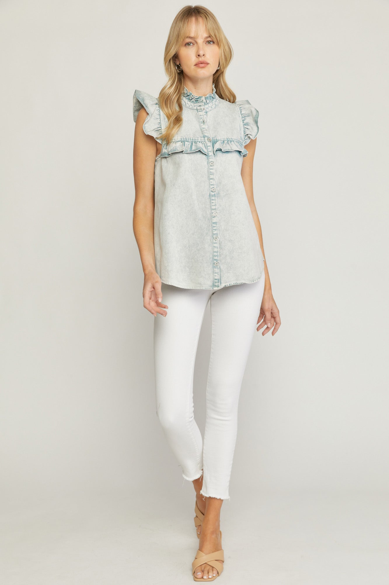 Dixie Denim Ruffle Top