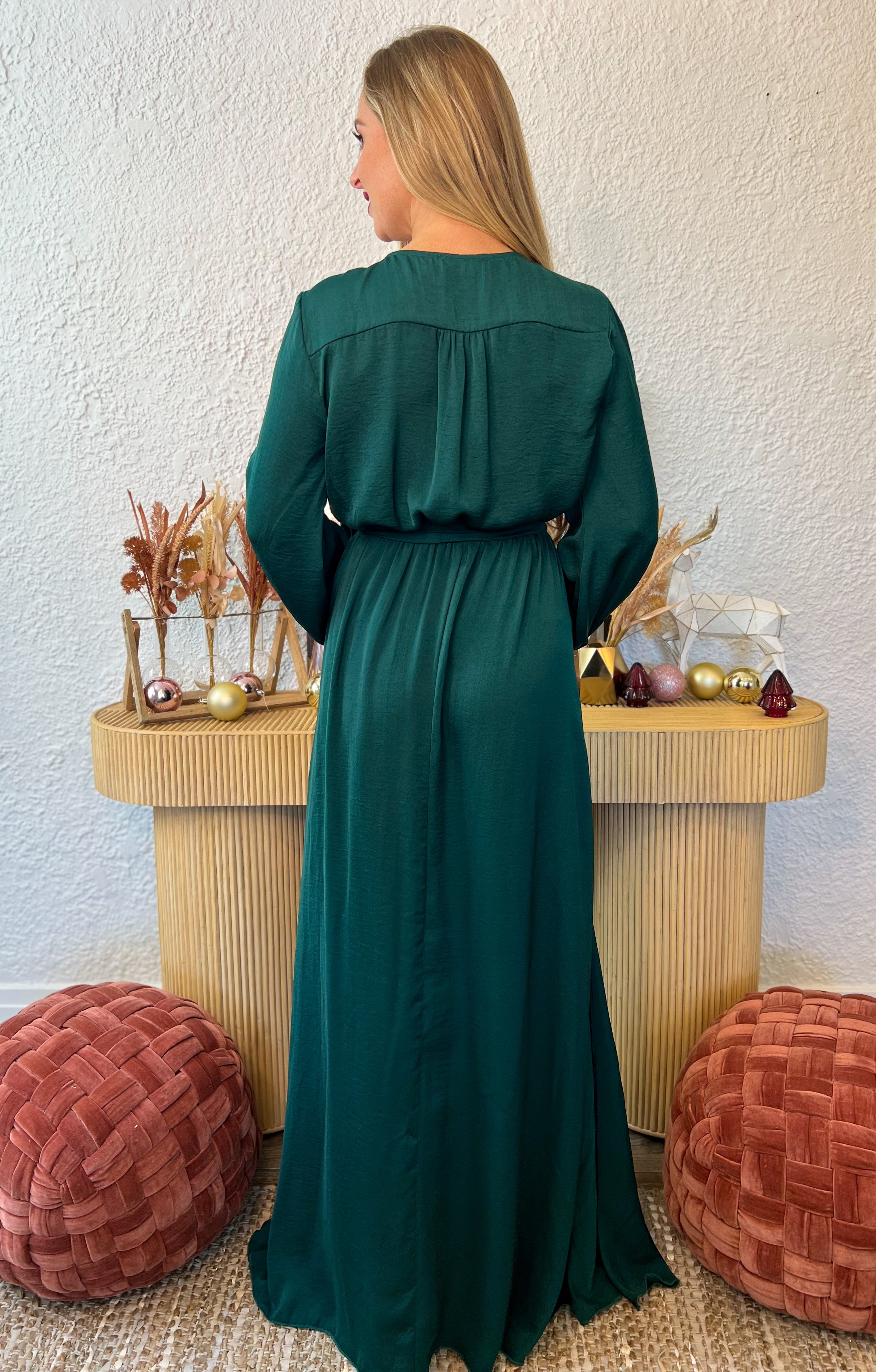 Jenna Belted Maxi Dress (Hunter Green)