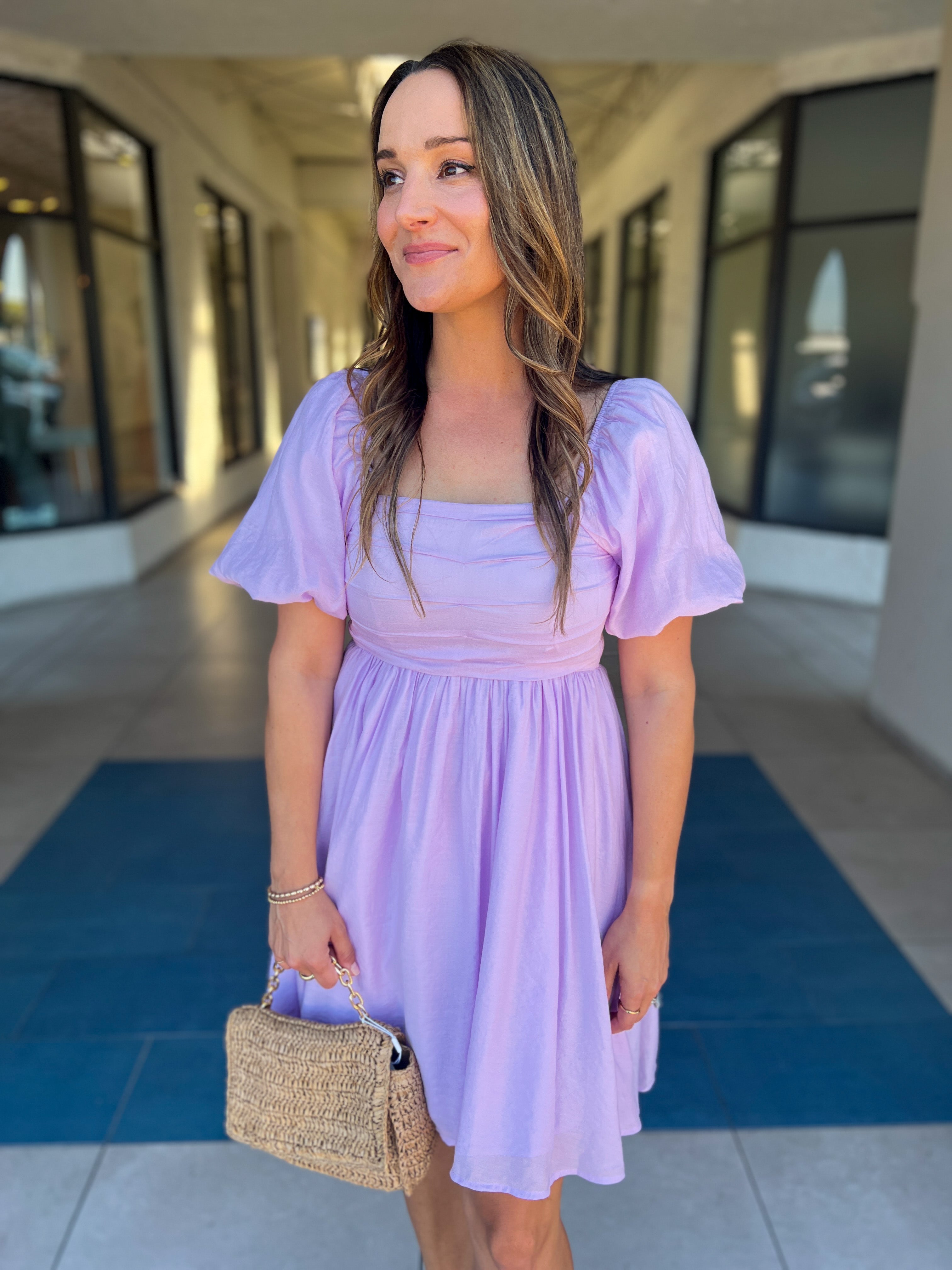 Zuri Bubble Sleeve Dress (Lilac)