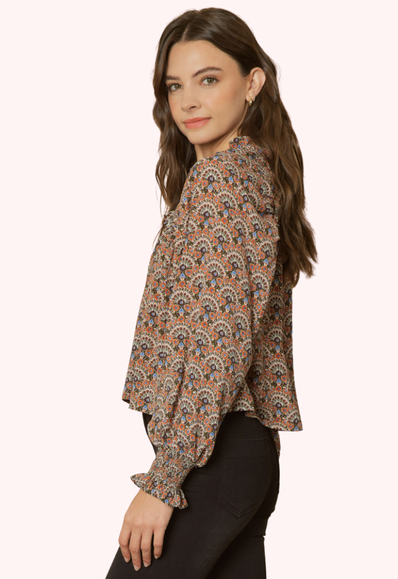 Helena Mock Neck Top (Rust)