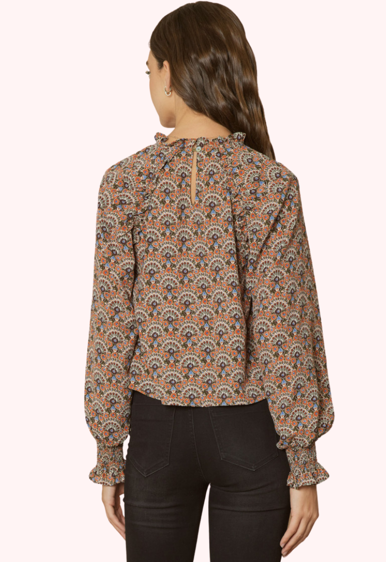 Helena Mock Neck Top (Rust)