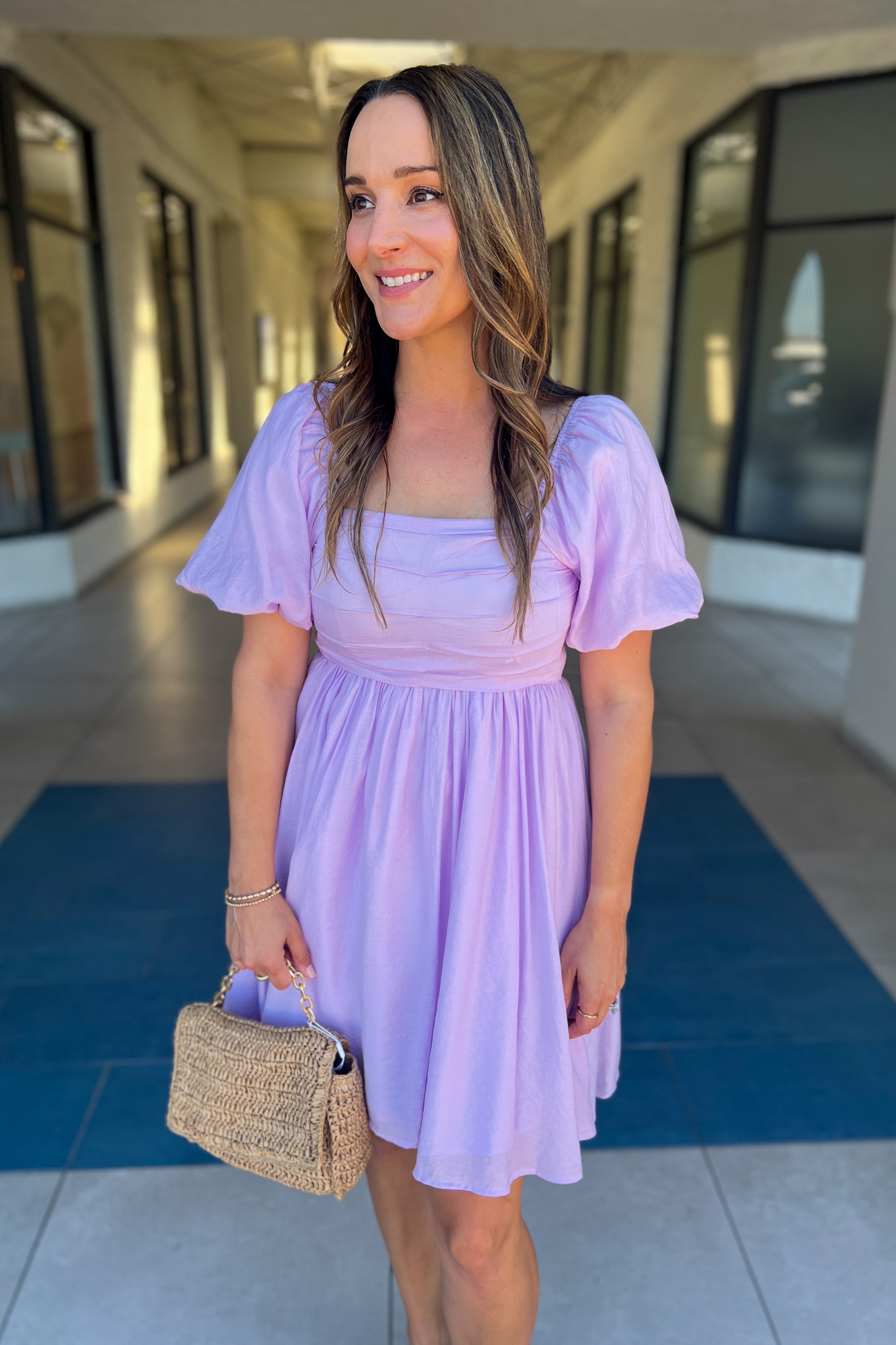 Zuri Bubble Sleeve Dress (Lilac)