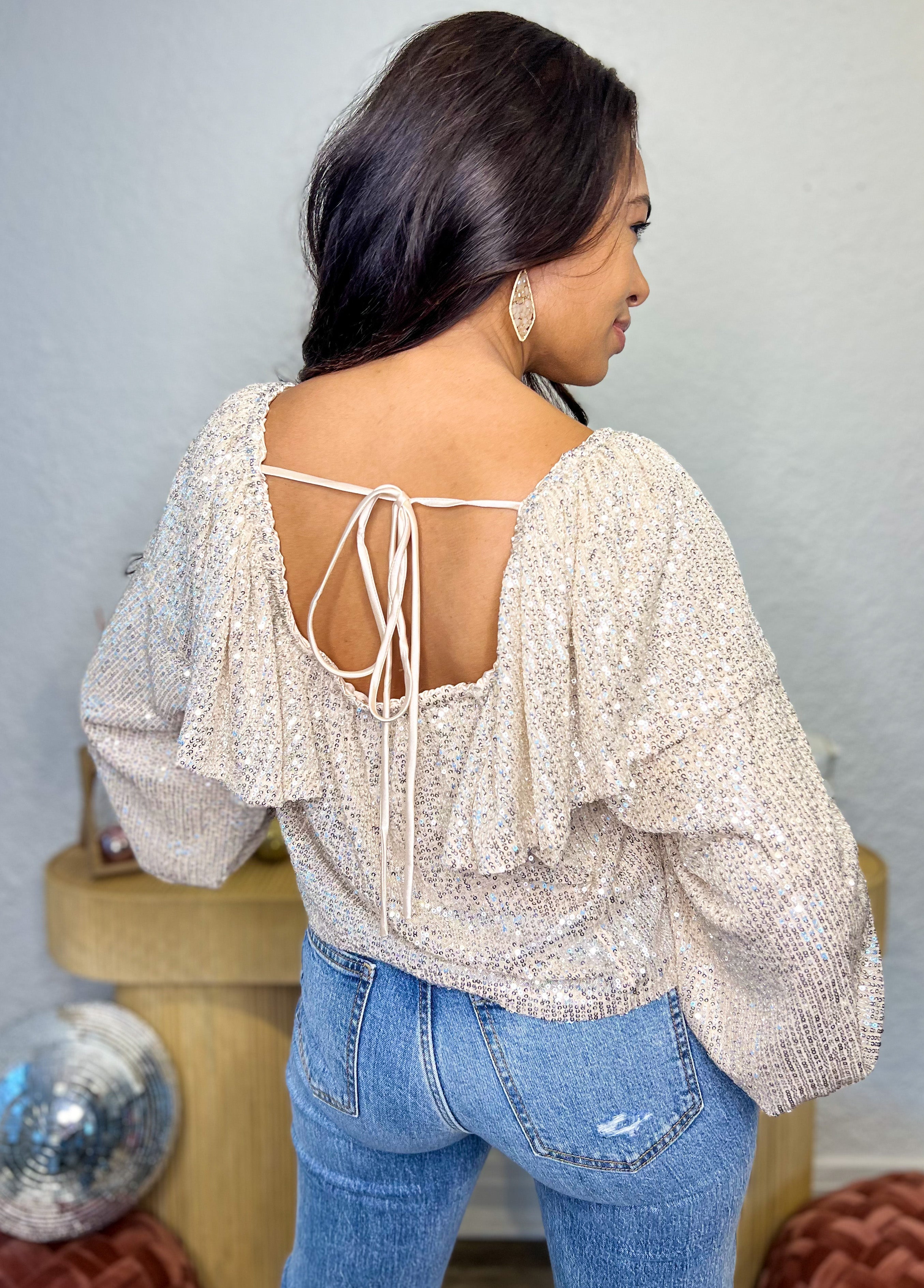 Gabbi Sequin Ruffle Top