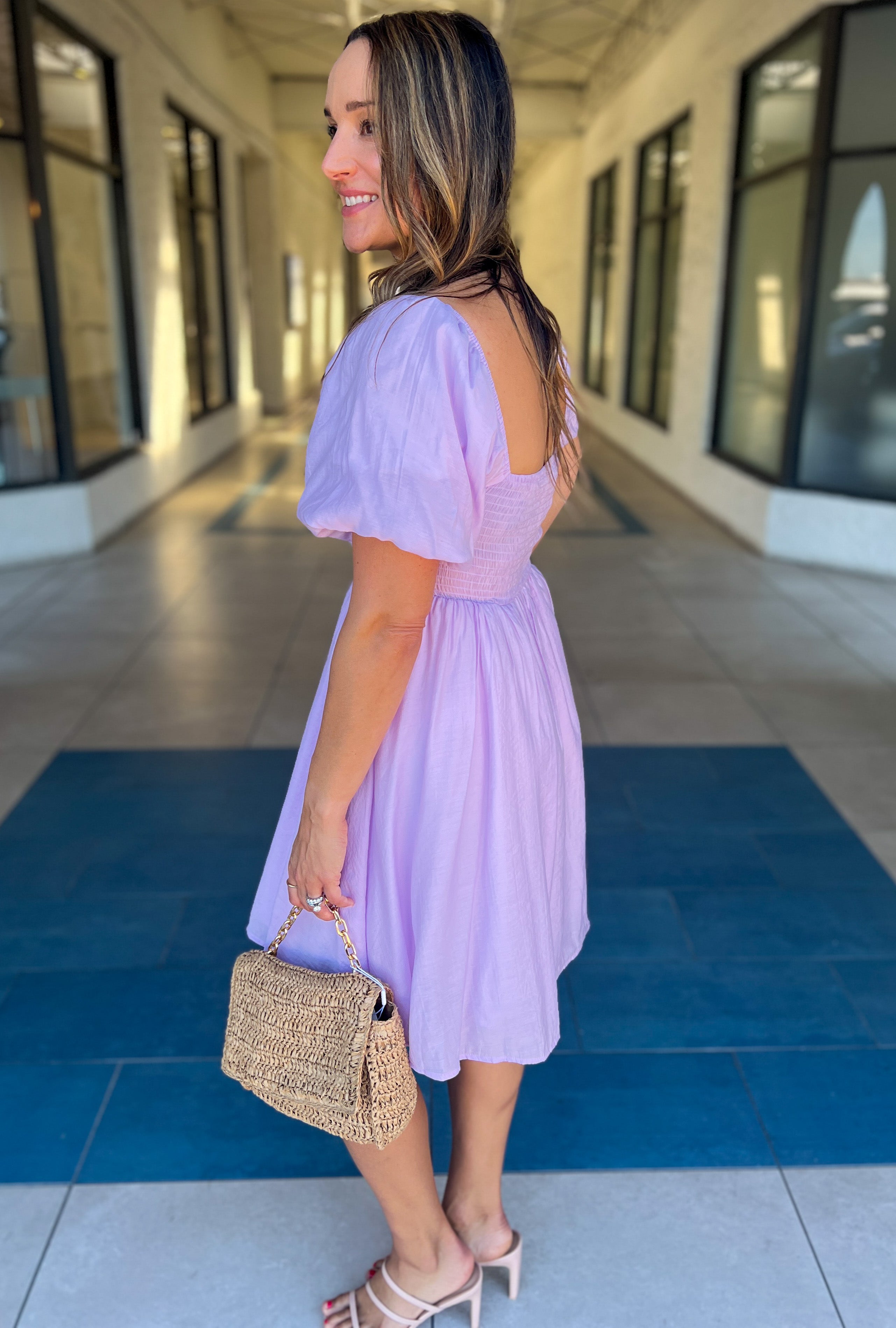 Zuri Bubble Sleeve Dress (Lilac)