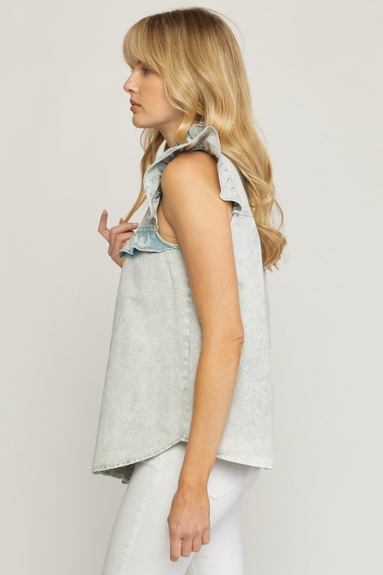 Dixie Denim Ruffle Top