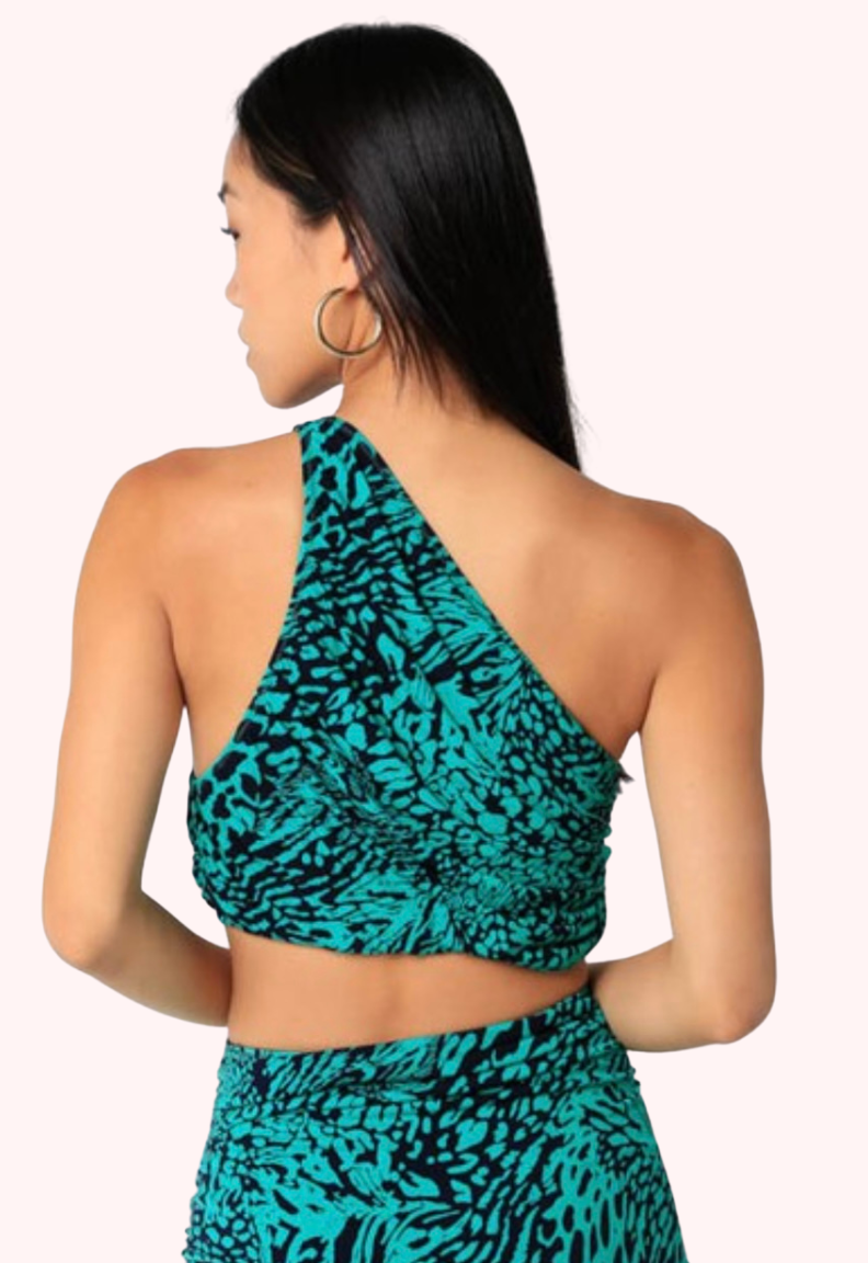 Leopard print one hotsell shoulder top