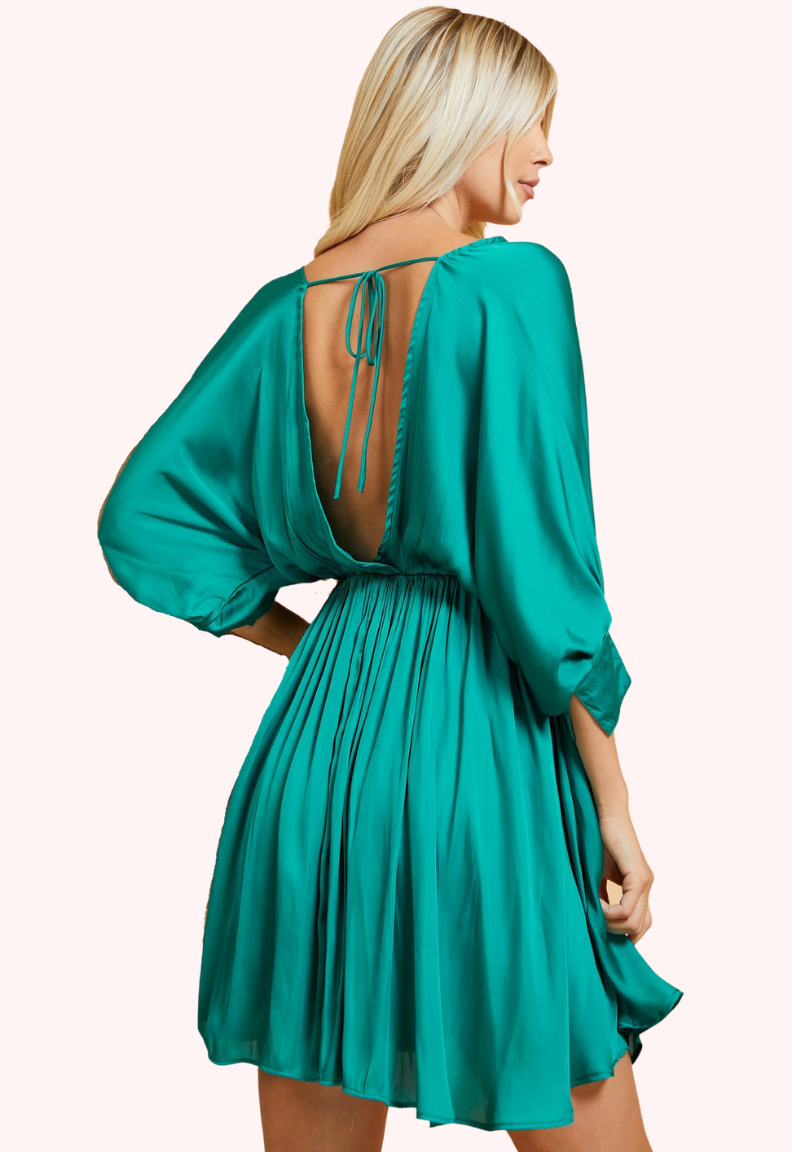 Edna Balloon Sleeve Dress (Teal)
